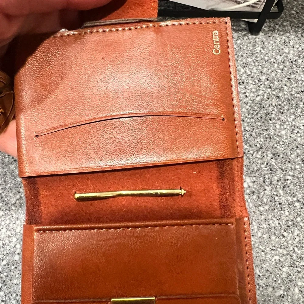 Brown Leather Wallet With Decorative Large Indian Penny Decor